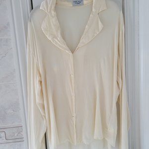 100% Silk Cream Blouse Size L